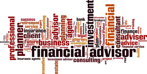 Financial advisor word cloud concept. Vector illustration