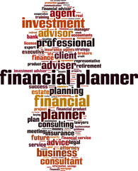 Financial planner word cloud concept. Vector illustration