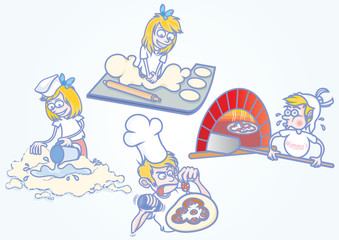 Fototapeta premium kids making pizza