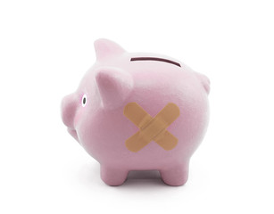 Sick piggy bank with clipping path 
