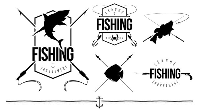 Fishing Silhouettes signs and symbols set 1