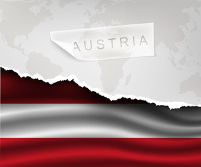 paper with hole and shadows austria flag