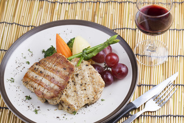 Pork Steak and red wine