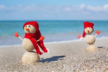 New, sand, snowman.
