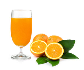 Orange juice and orange isolated on white background