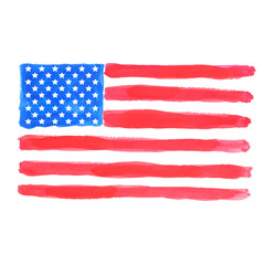 Watercolor american flag. Vector