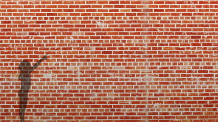 Little Girl Pointing her finger &ndash; Little girl pointing her finger shadow on red brick wall