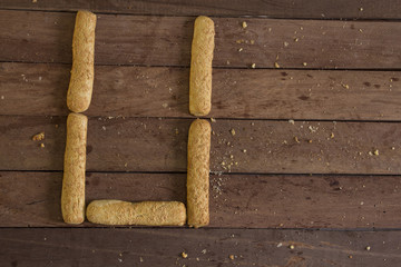 letra del abecedario echa de pan