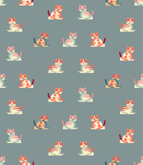 Fototapeta premium cat seamless pattern vector illustration