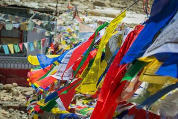 Prayer flags at Chang La Pass,the top of the third highest motor