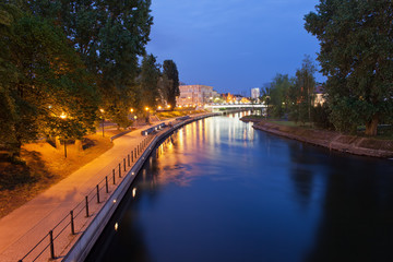 Evening at Brda River in Bydgoszcz - obrazy, fototapety, plakaty