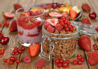 Granola with berries and fruit