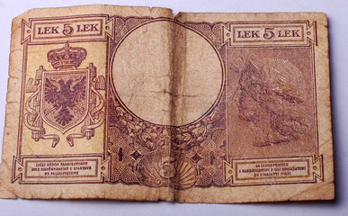 Old Banknote from Albania