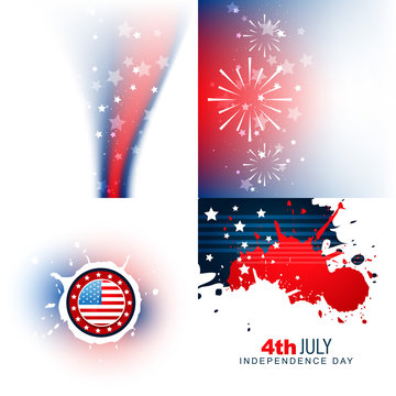 stylish set of 4th july independence day background