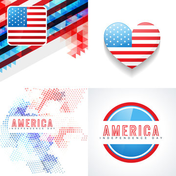 vector set of 4th july american independence day background illu