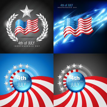 vector set of 4th july american independence day background