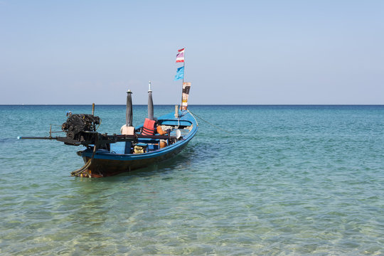Longtale boat at the beach in phuket ,Andaman Sea, Thailand