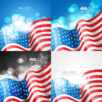 creative set of american flag design of 4th july independence da