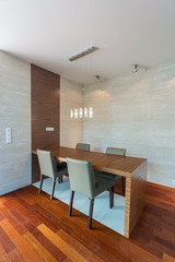 Wooden parquet in dining room