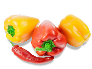 Several bell peppers and peppers chilly