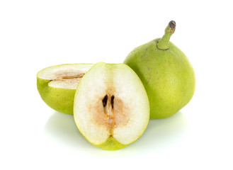 Green pear isolated on the white background
