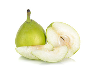 Green pear isolated on the white background