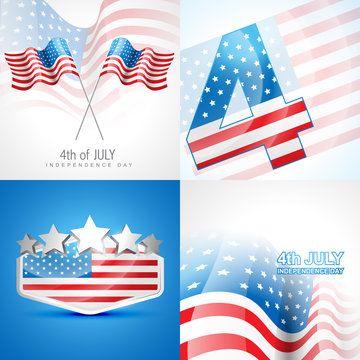 creative set of american independence day background illustratio