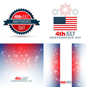 simple set of american independence day background illustration