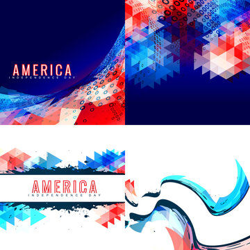 vector set of american independence day background illustration