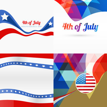 stylish set of american independence day background