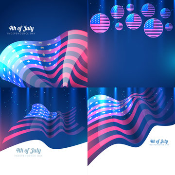 creative set of american independence day background