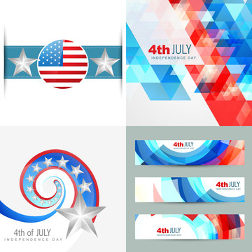 collection of creative american independence day background illu