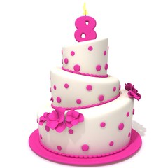 Birthday cake with number eight 