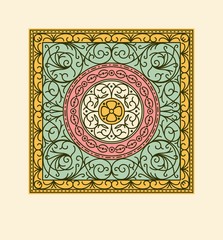 Elegant drapery tile design, decorative vector floral elements