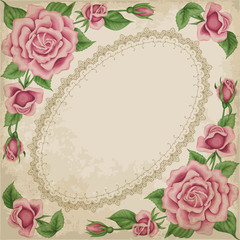 Old paper background with roses