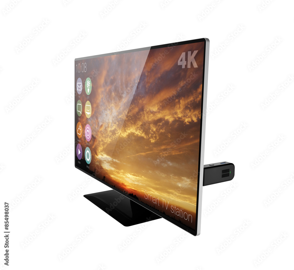 Poster stick-type computer connect to a uhd tv
