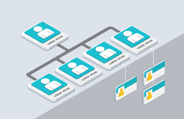 Isometric organization and sturcture. flat 3d organization pop-u