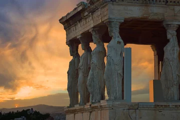 Fotobehang Caryatids in Erechtheum from Athenian Acropolis,Greece © harisvithoulkas