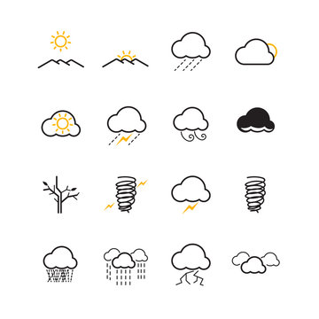 Weather flat linear icon set. vector illustration. vector illustration