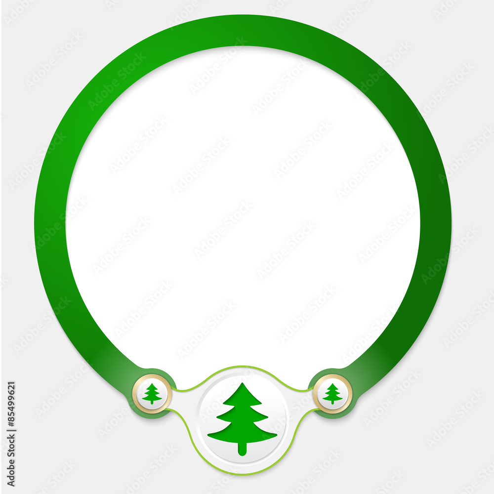 Poster green circular frame for your text and tree icon