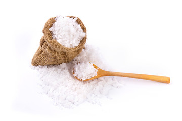 salt crystals on white background