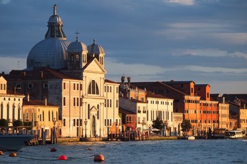 Naklejka premium Venice, Giudecca Island - The Church of St. Mary of Presentation, or the Zitelle Church, at sunset.