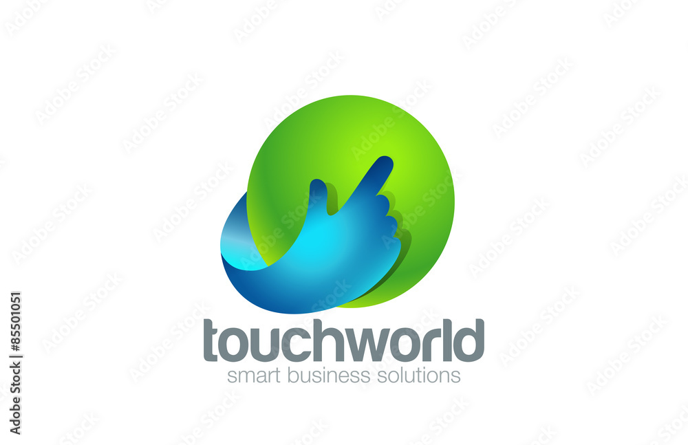 Poster hand touch logo technology design vector template...finger press