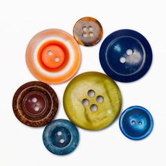 Retro collection of vintage buttons in the old iron box