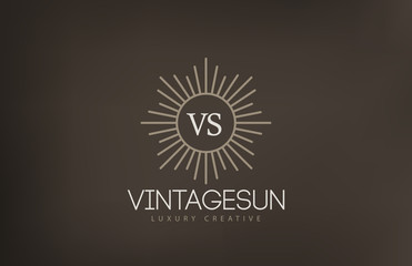 Vintage Sun Logo design vector template...Retro Circle with Rays