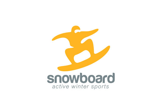 Snowboard logo design vector template. Winter Active sport icon.