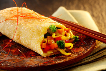 Spicy crispy spring roll with vegetable filling