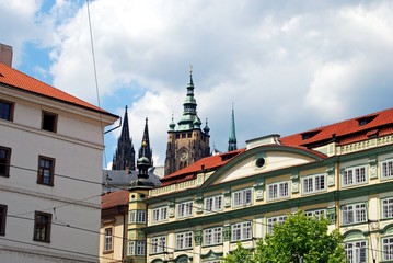 Lesser Town buildings and Hradcany towers, Prague.