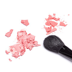 Compact and cream blush with makeup brush