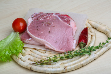 Raw pork steak